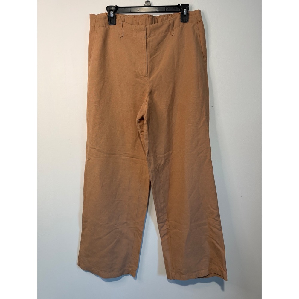 J. Jill Womens Medium Terracotta Linen Blend Wide Leg Crop Pants PT289741